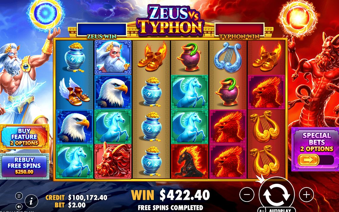 Vinstskärmen med ZEUS WIN och TYPHON WIN var för sig